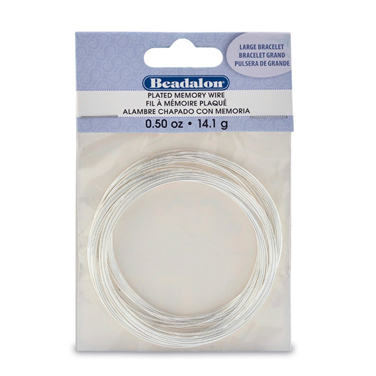 Beadalon Memory Wire, Flat, Large Bracelet, Silver Plated, Approx. 12 coils
